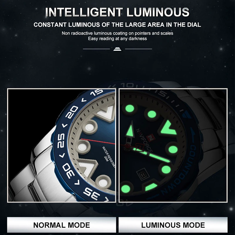 Часы наручные NAVIFORCE Мужские кварцевые роскошные модные спортивные