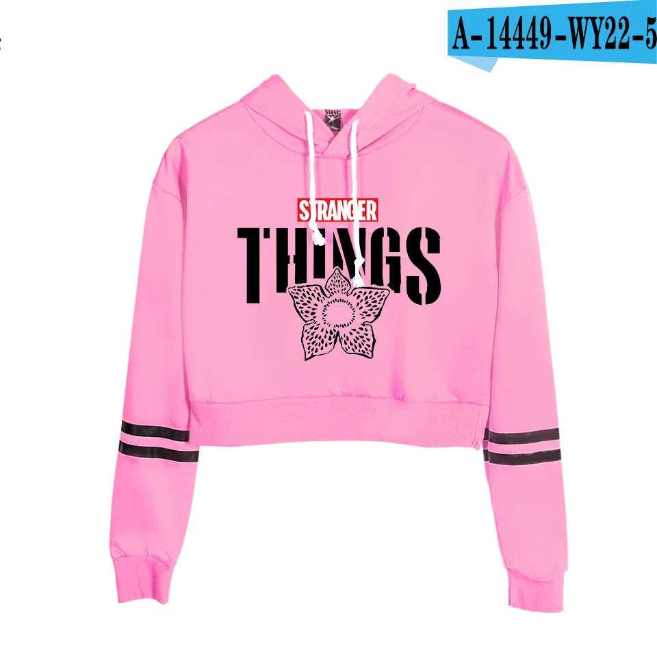 

Sexy Personality Stranger Things Hoodie Women Spring Autumn High waist Short Sweatshirt Ladies Hoodies Crop Pullovers