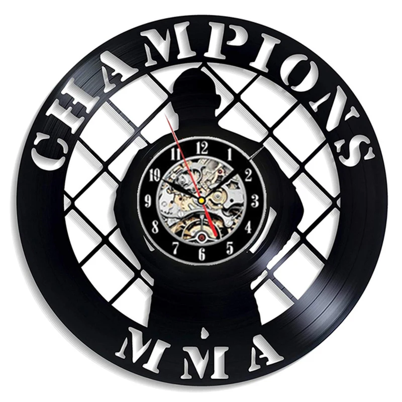 

Настенные часы Champions MMA с виниловой пластиной, винтажные виниловые украшения для спорта и борьбы в современном дизайне, домашний декор, пода...