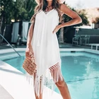 2021 белая накидка на бикини, сексуальный кружевной купальник, Пляжное Платье, женский летний купальный костюм, пляжная одежда, туника, накидки, платья, сарафан