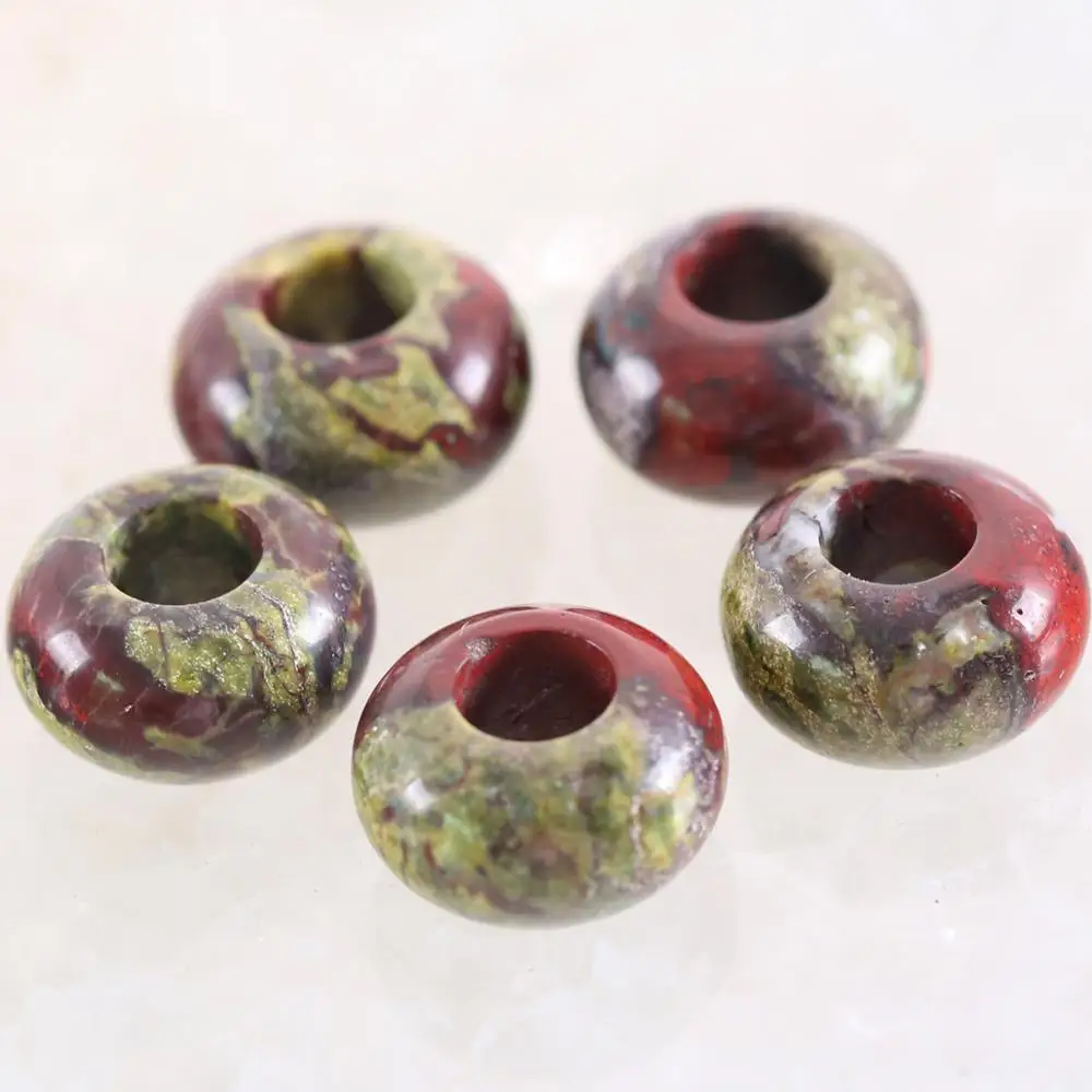 5 шт. бусины с большими отверстиями натуральный камень 14 мм разделитель для