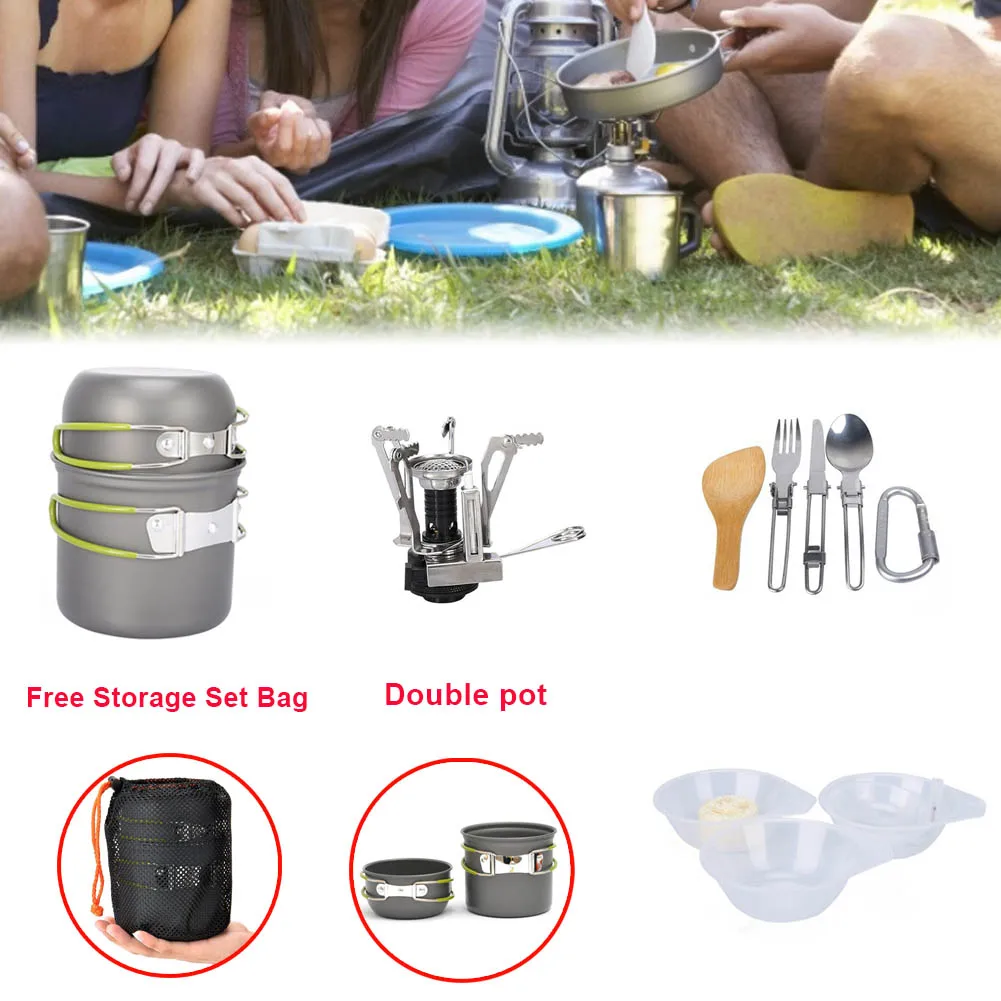 

Portable Gas Cooker Cookware Camping Stove Outdoor Supplies Camping Picnic Set Combination Portable 1-2 People for Survival