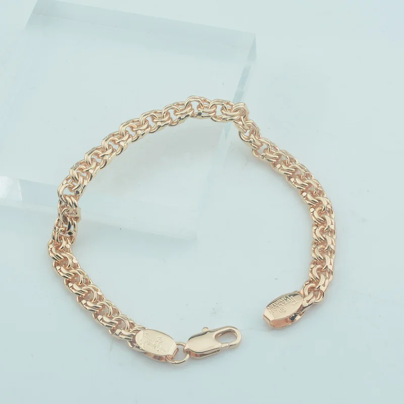 1 шт. 6 мм Модные мужские и женские двойные браслеты из розового золота 585 пробы с