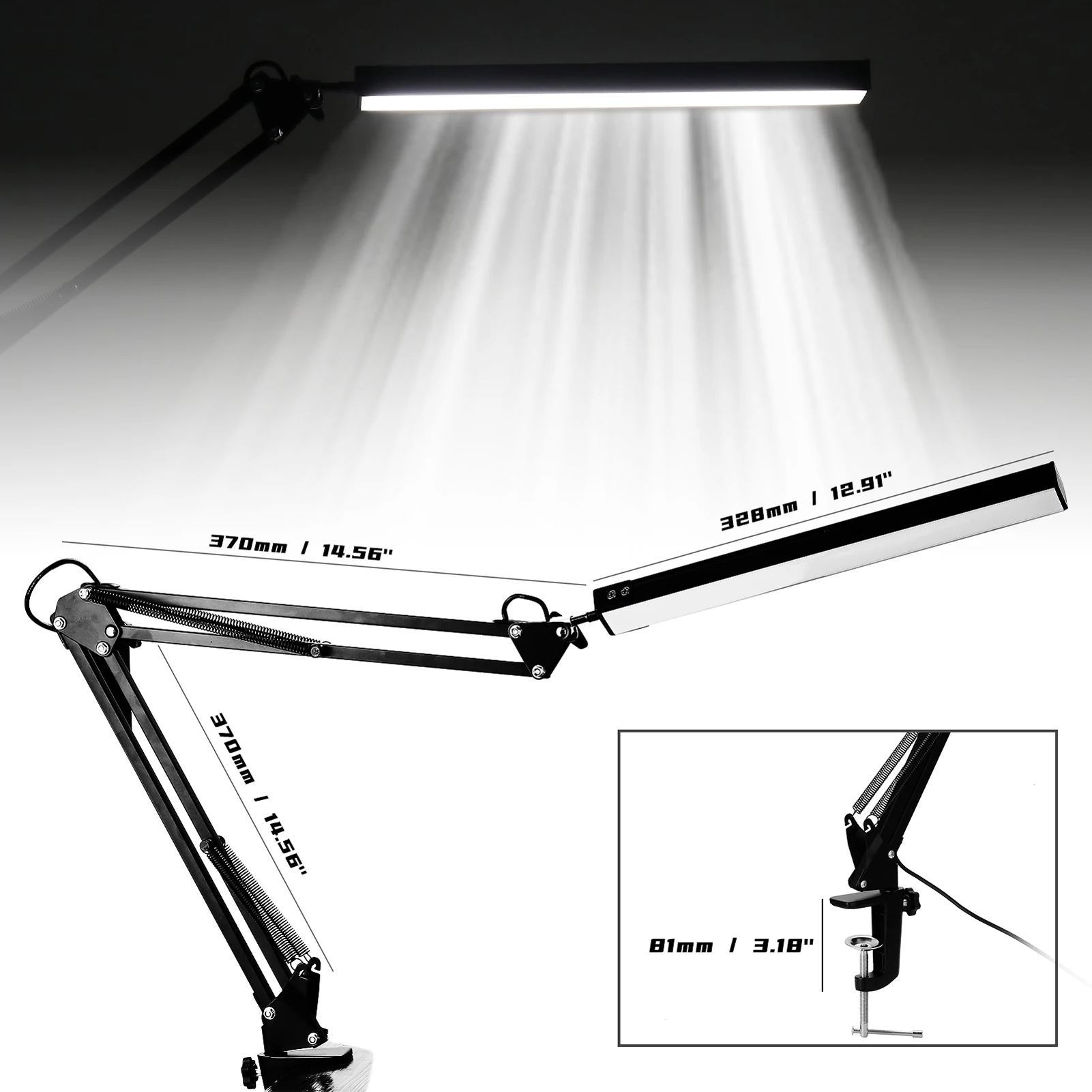 

LED Light Metal Desk Lamp with Clip Long Arm Scalable Three Colors Foldable Reading Lamp Living Room Computers Multipurpose Lamp