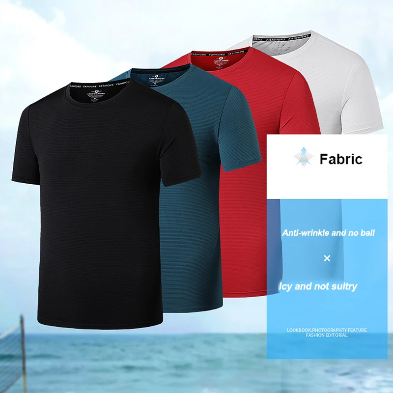 

L-8XL Oversized T-shirt for Men Summer Quickly Dry Sport Tshirts Men T Shirt O Neck Solid Men Top Clothing One Piece Casual tee