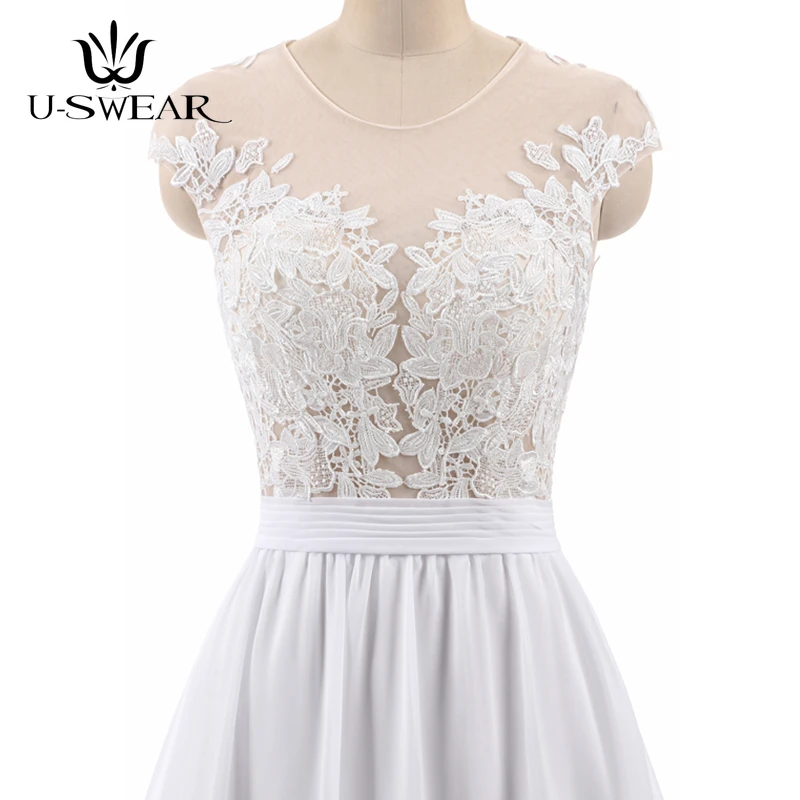 Elegant A Line Side Slit Lace Applique Chiffon Large Size Wedding Bridal Gown Beach Dresses Vestidos De Novia | Свадьбы и торжества