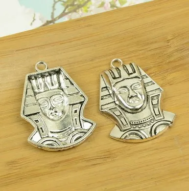 

Charm for making jewelry 2pcs 37x27mm antique silver color Egyptian Pharaoh charms