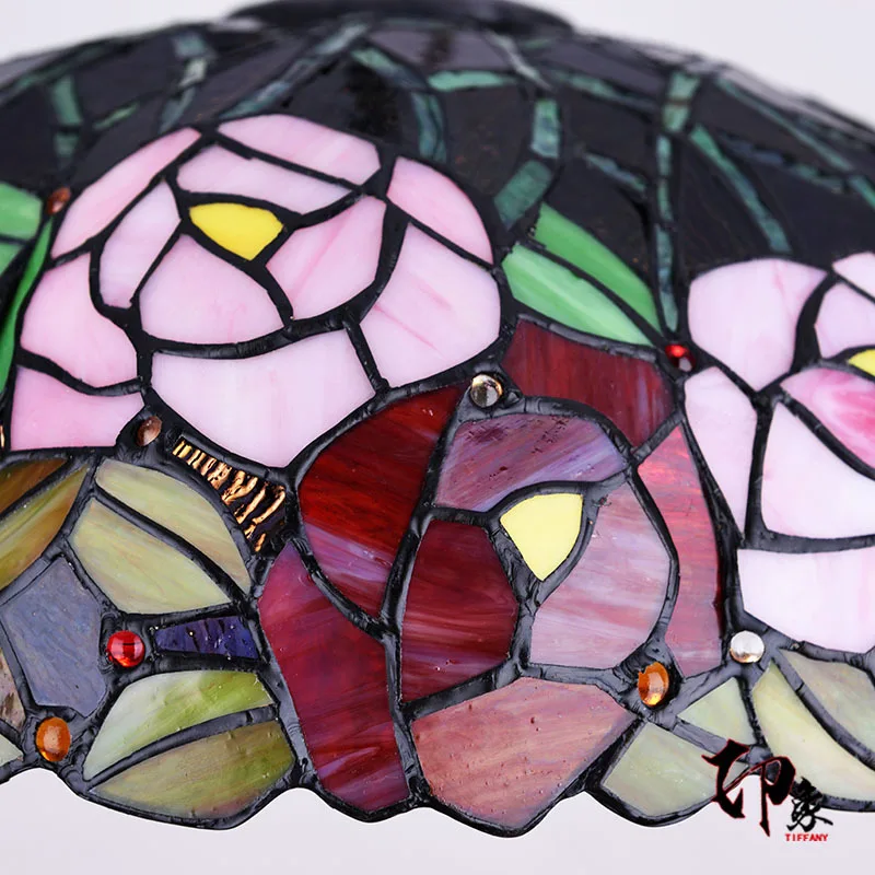 

16inch Tiffany Flower Stained Glass Suspended Luminaire E27 110-240v Chain Pendant Lights For Home Parlor Dining Room luminaire