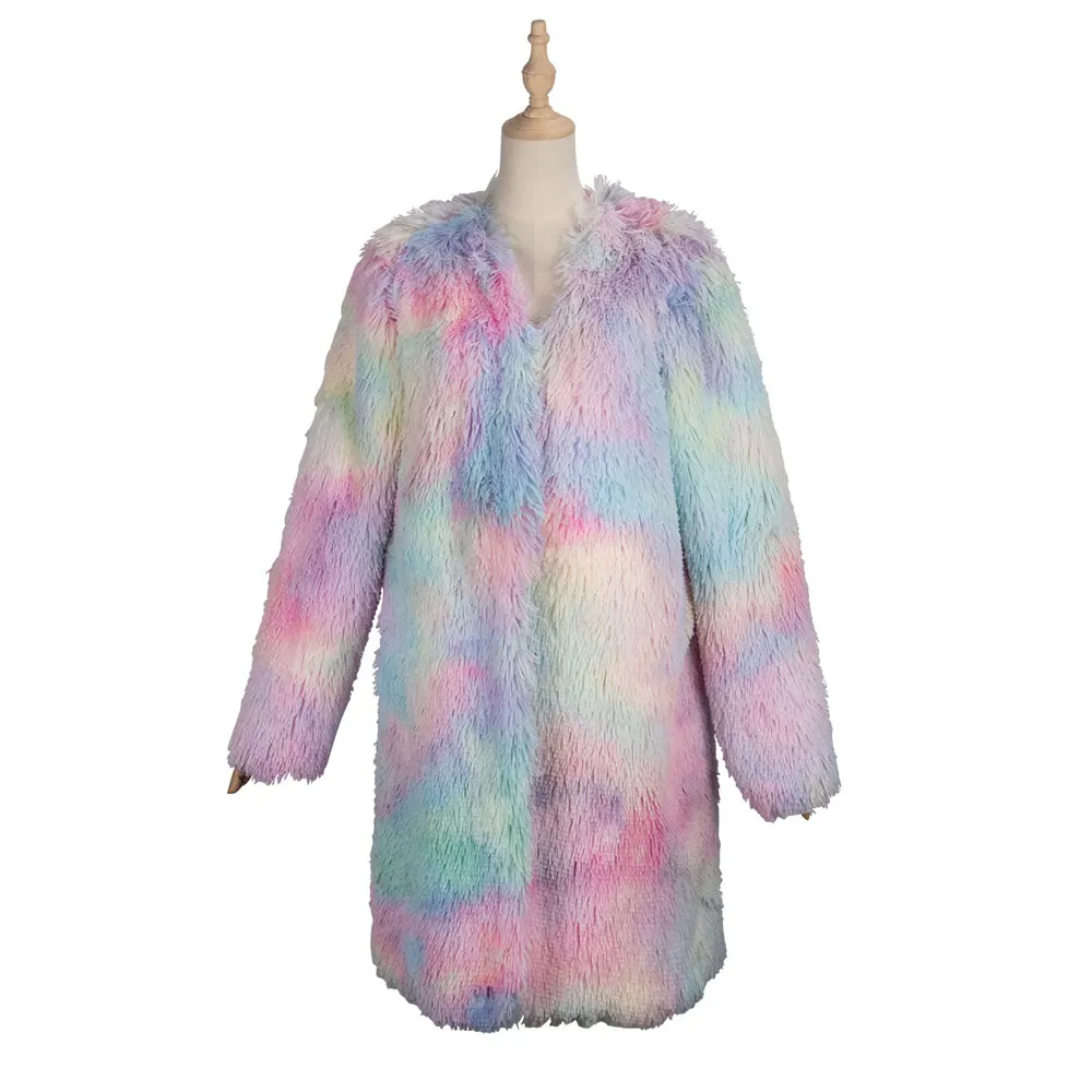 

Elegant Faux Fur Coat Women Autumn Winter Casual Warm Soft Warm Gradual Cardigan Fur Jacket Female Long Overcoat Teddy Outwear