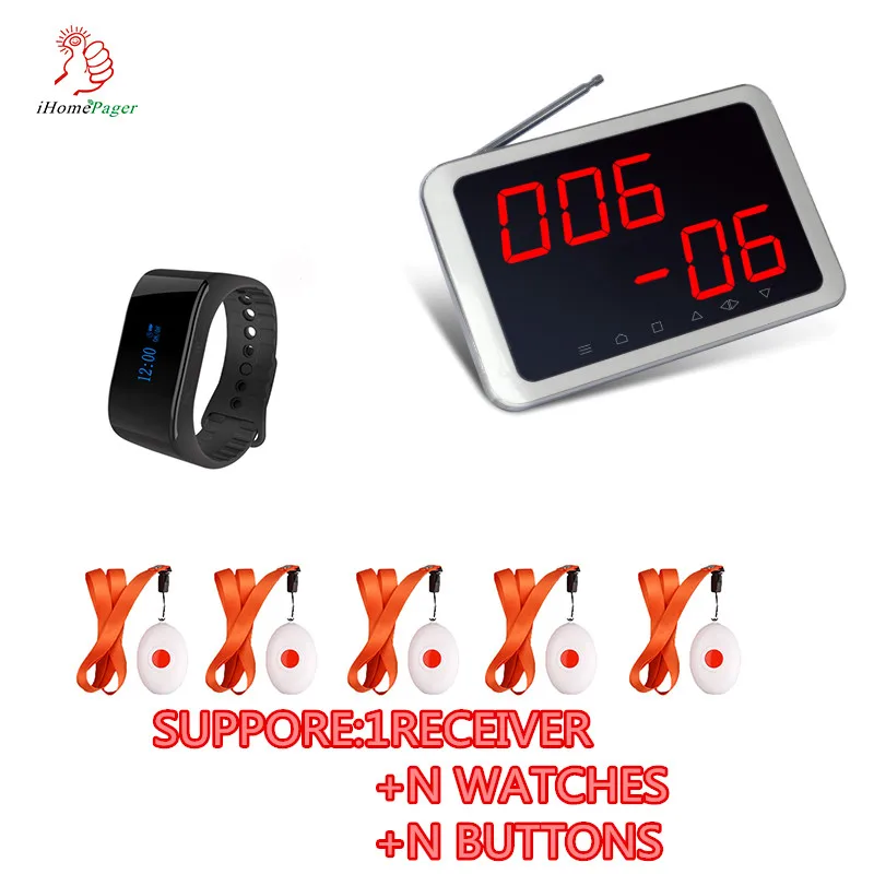 Наручные часы пейджер пациента вызова медсестры Беспроводная Аварийная кнопка