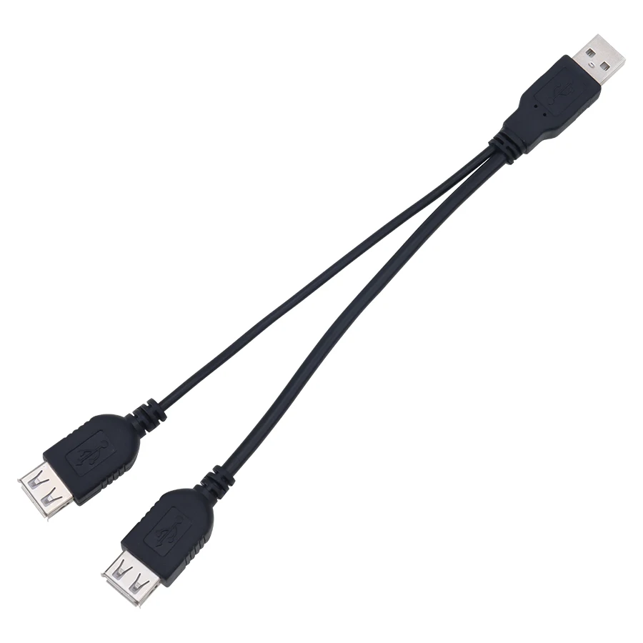 Verkauf Schwarz Farbe 21,5 Cm USB 2,0 Männlich Zu 2 Dual USB Weibliche Jack Y Splitter Adapter Kabel 1000 Stücke