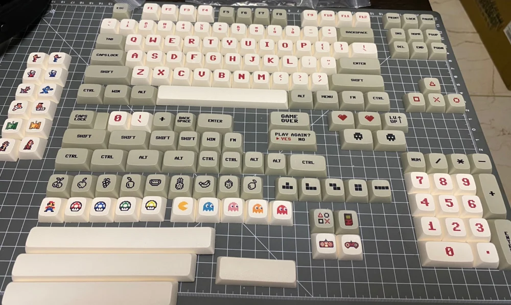 Механическая игровая клавиатура в стиле аркадных игр цвет белый/серый с
