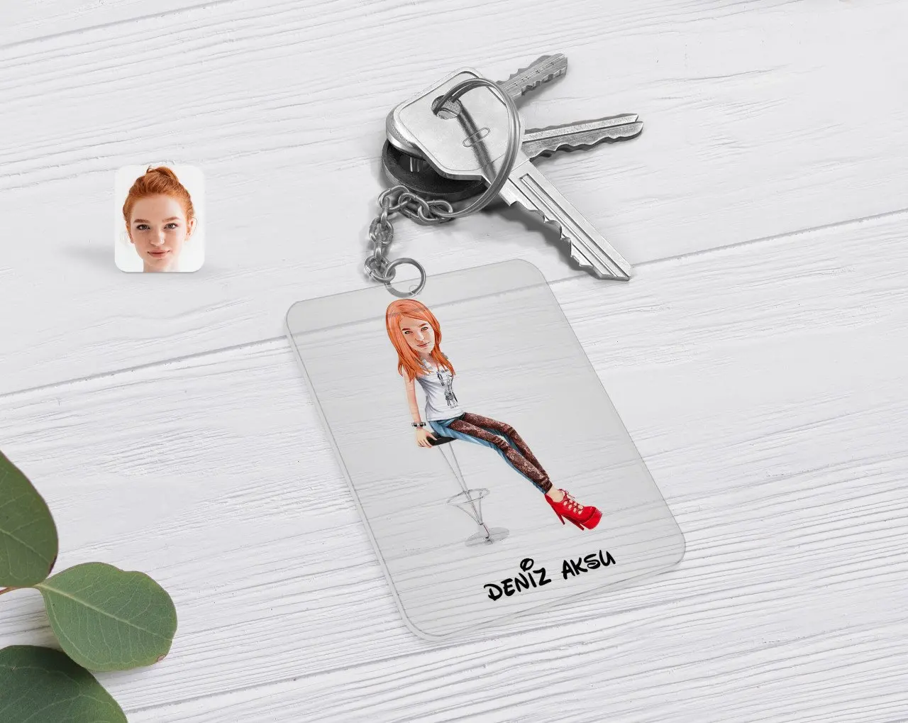 

Personalized Women 'S Caricature Of Transparent Plexiglass Anahtarlık-39
