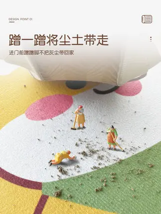 Мультяшный прямоугольный нескользящий напольный коврик китайский стиль