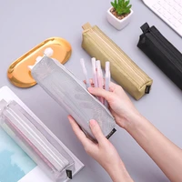 kawaii salad large capacity storage chain bag transparent mesh pencil case cute cosmetic pouches stationery student pencil bag