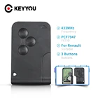 KEYYOU, 3 кнопки, 433 МГц, ID46 PCF7947, чип для Renault Clio Logan Megane 2 3 Scenic, дистанционный ключ, смарт-карта, ключ для аварийной вставки
