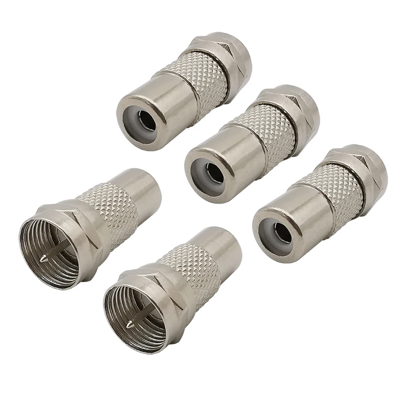 

5Pcs/lot F Type Male Plug to RCA Female Jack RF Video TV Cable Straight Coax Adapter Connector