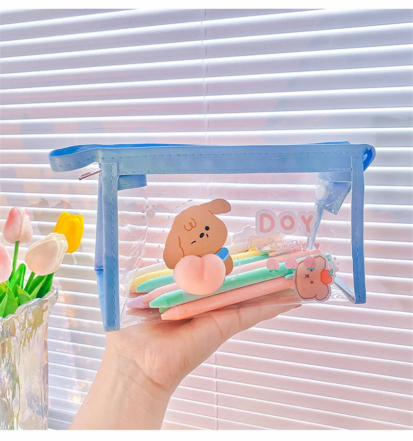 Прозрачный пенал из ПВХ с медведем собакой сумкой для хранения косметики Женский