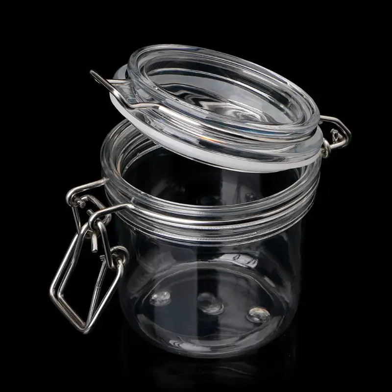 

P82C 500ML Plastic Round Clip Top Storage Jar With Airtight Seal Lid Kitchen Food Container Tableware Preserving Cosmetic Cream