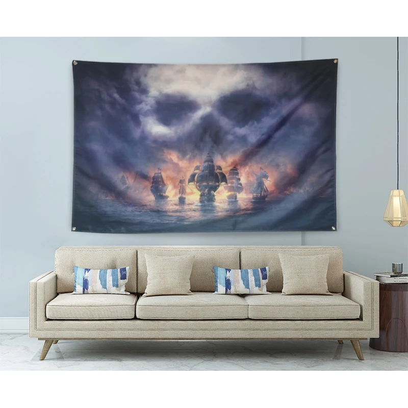 Военный корабль боевой парусная лодка морской флаг баннер из полиэстера 144*96 см