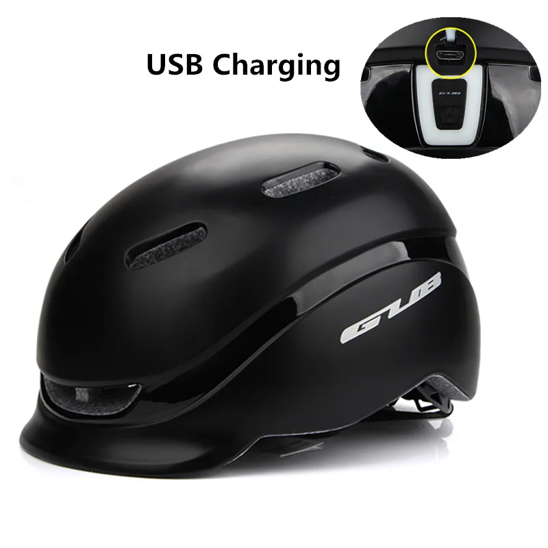 Велосипедный шлем GUB City Plus с USB зарядкой задний фонарь из поликарбоната и