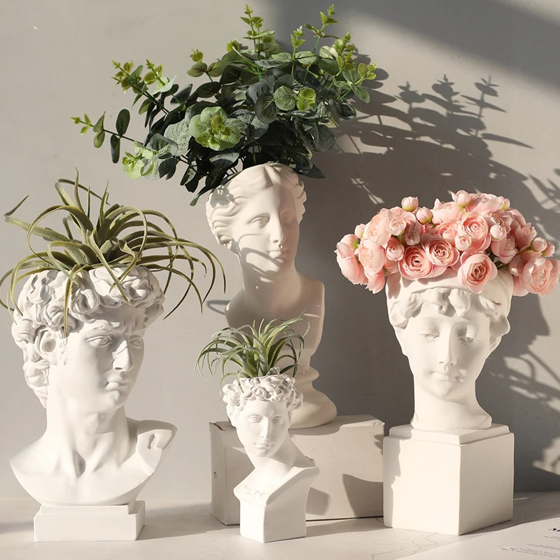 

CREATIVE PORTRAIT ART VASE RETRO VENUS HEAD RESIN FLOWER POT PLANTER GREEK GODDESS STATUES VASE CRAFTS HOME DECORATION FIGURINES