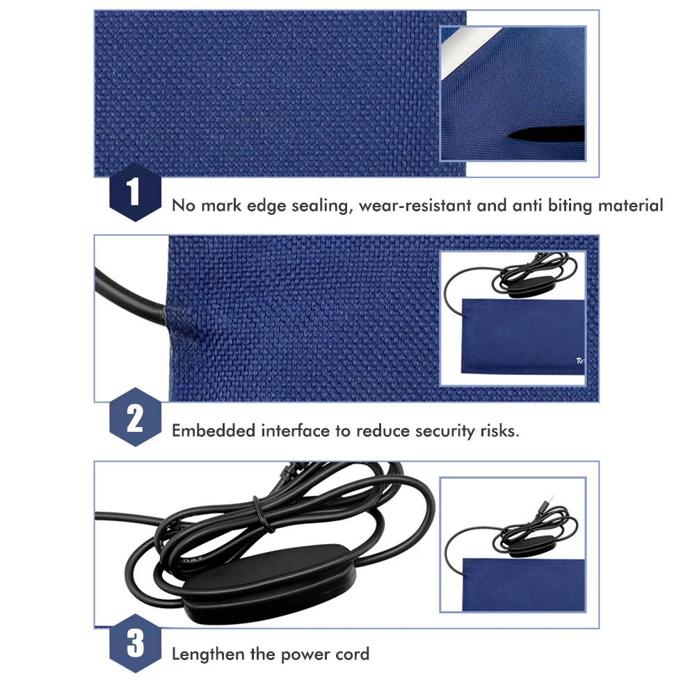 

USB Heating Pet Pad Electric Heat Pad with 3 Levels Temperature Settings Heating Pad for Reptiles reptile accessories induction