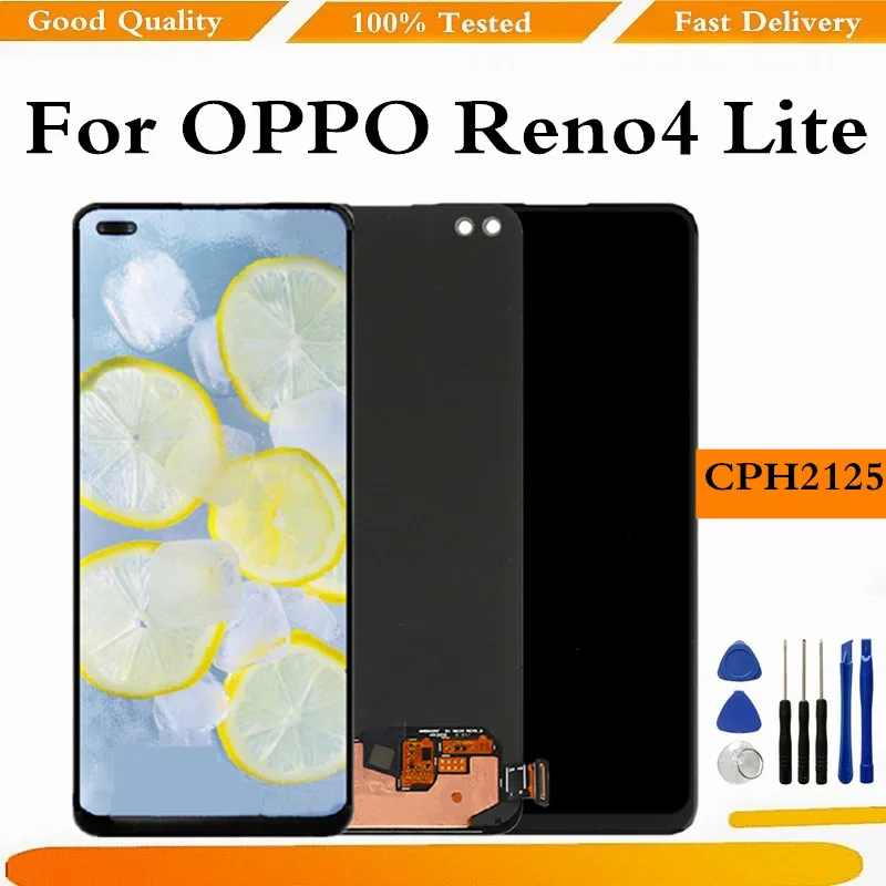 

AMOLED For OPPO Reno4 Lite LCD Screen Display Touch Panel Digitizer For OPPO Reno 4 Lite CPH2125 LCDs Replacement