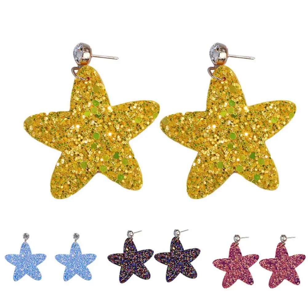 

Sweet Sequins Pentagram Dangle Ear Stud Earrings Women Jewelry Birthday Gift