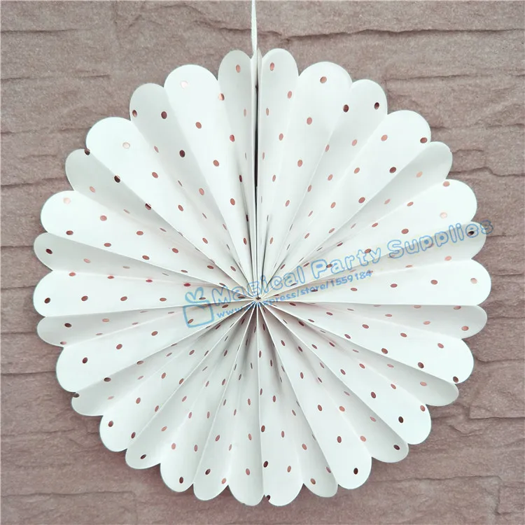 

5 sets (30pcs) Rose Gold Foiled Paper Fans Ditsy Floral Decor Tea Party Bunting Bridal Shower Decoration Birthday Weddding Favor