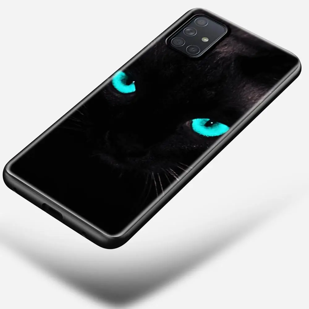 

Case for Samsung Galaxy A50 A51 A70 A71 A10 A20 A30 A40 A11 A21s A31 A41 TPU Soft Cover Black Cat Staring Eye Phone Cases