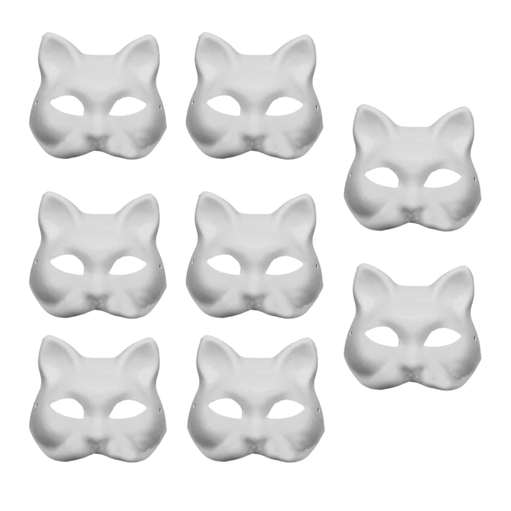 

8pcs Cat Face Masks Masquerade Handmade DIY Cosplay Supplies Props Ornaments Accessories