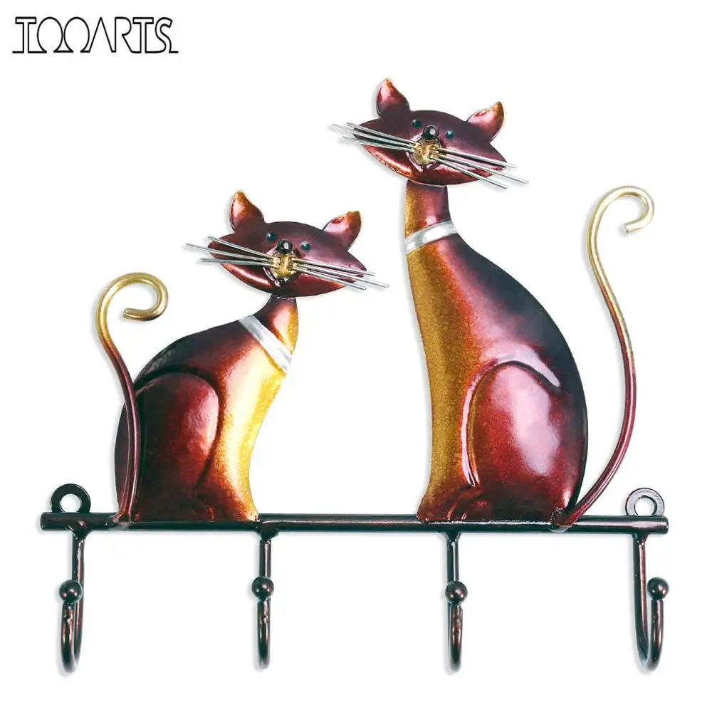 Светло-серый Tooarts скульптура кошки крючки ключница кошка настенная декоративная вешалка крючок настенное крепление искусство 4 крючка для пакеты-шубы держатель для одежды Новинка - Цвет: Светло-серый