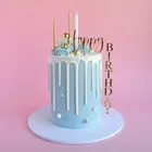 Топпер для торта на день рождения, розовое золото, Акриловый Вертикальный креативный Золотой Топпер для торта на день рождения, украшения для торта для вечеринки