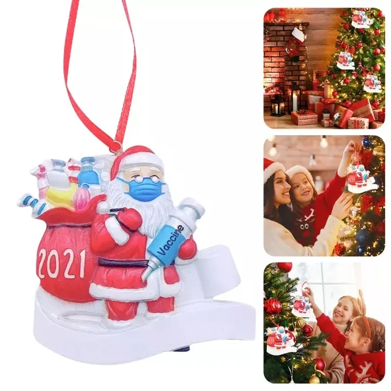 

2021 Mask Santa Claus Pendant, Durable Lightweight Resin Pendant Crafts-used for Christmas Tree Window and Door Decorations