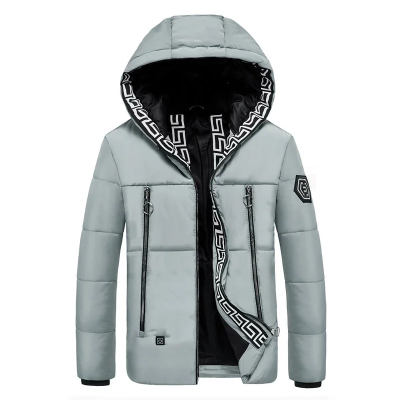 

New Winter Three-speed Thermostatic Hooded Jacket Fashion Smart Heating Warm Coat Simple USB Electric Fever Men Clothing M042