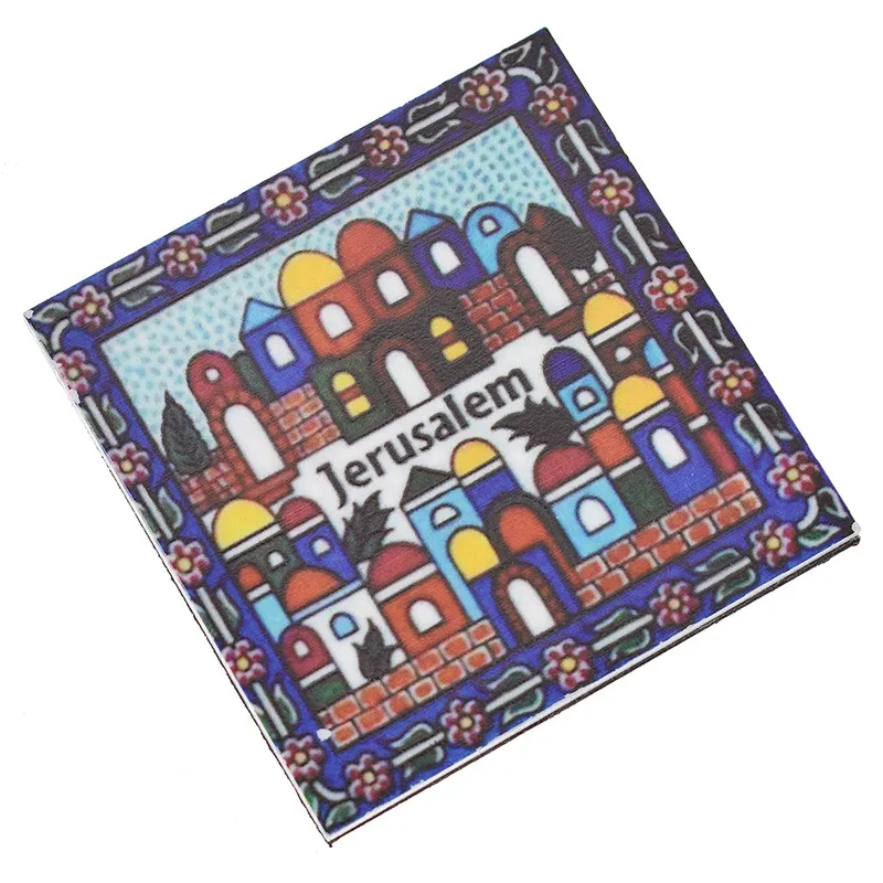Lychee Jerusalem Pattern Fridge Magnets Square Creative Refrigerator Magnetic Sticker Home Decoration Travel Souvenirs