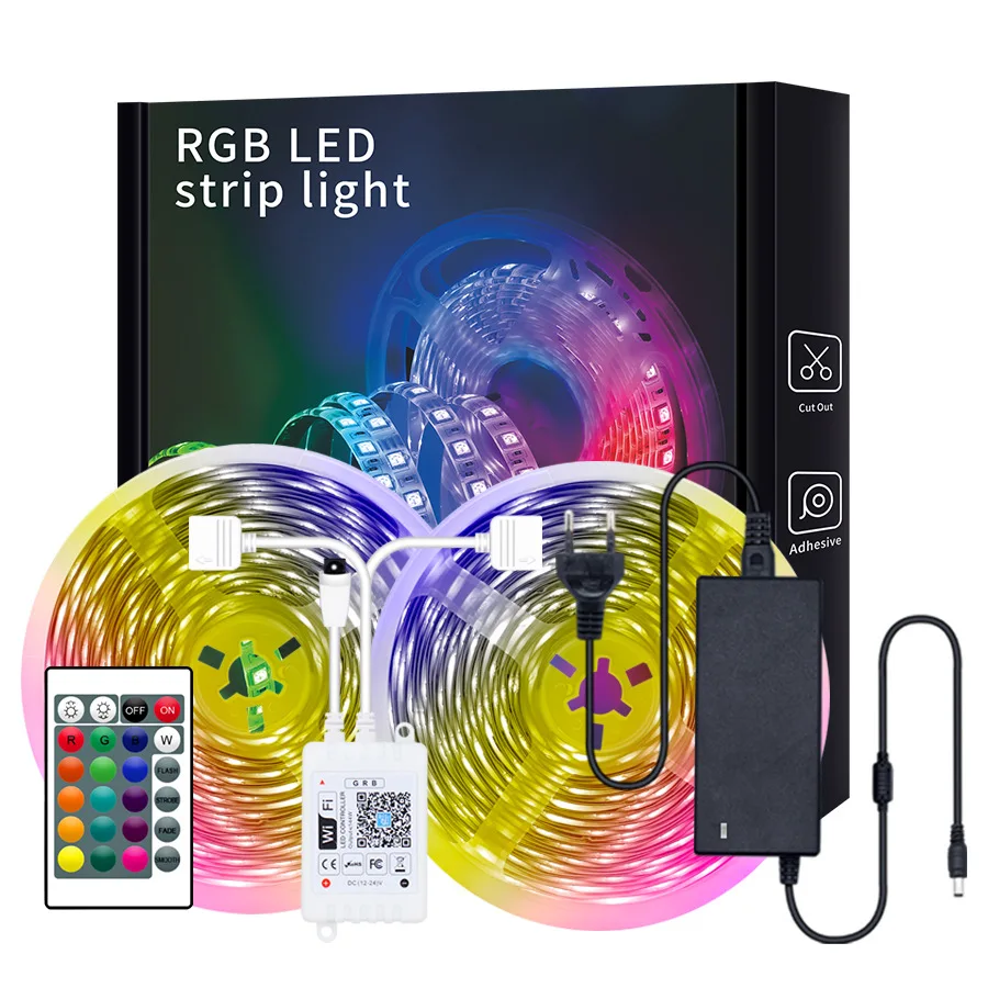 

Светодиодная лента RGB 5050 с Bluetooth, водонепроницаемая гибкая лампа, 12 В постоянного тока, подсветка телевизора, украшение для спальни