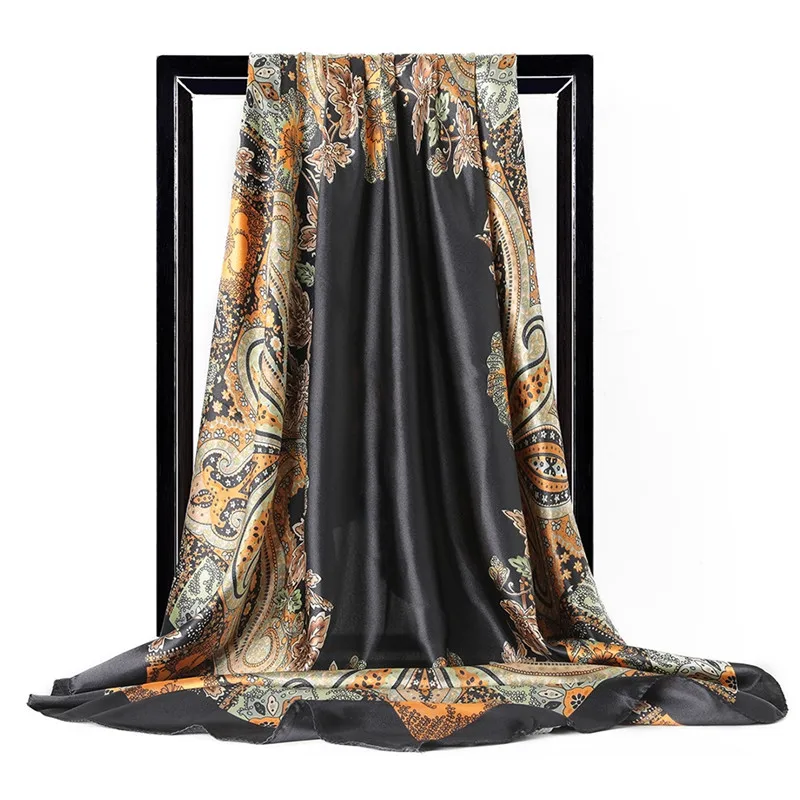 

Imixlot New Retro Women Imitation Silk 90*90cm Scarf Fashion Cashew Pattern Large Square Scarves Hijab Ladies Wrap Headband