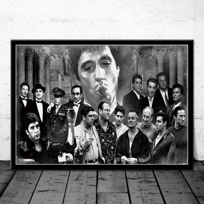 Кино плакаты и принты Godfather Scarface Sopranos Картина на холсте винтажные декоративные