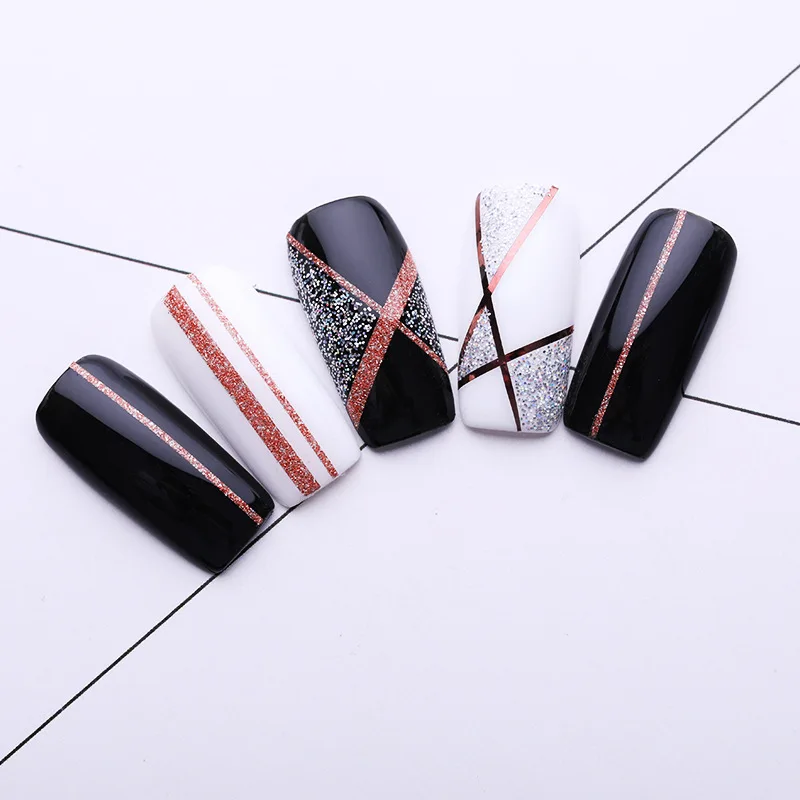 

1/2/3mm Gold Silver Striping Sticker Holographics 3D Strips Liner Tape Adhesive Super Fine Nail Art Polish Decorations 4pcs