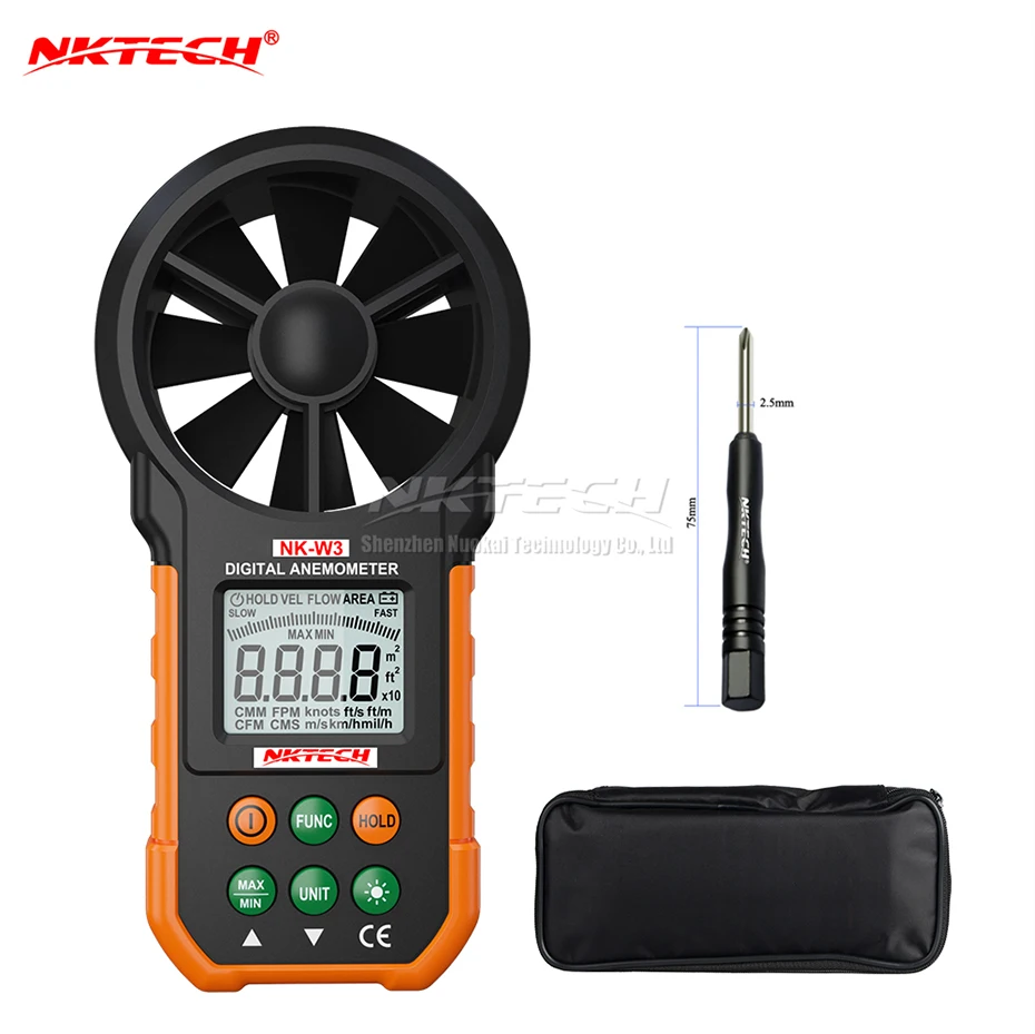 Nktech Digital Anemometer Backlight Wind Meter Air Volume Tester Gauge With Multifunction Buttons For Flying Sailing Nk-w3 Lcd