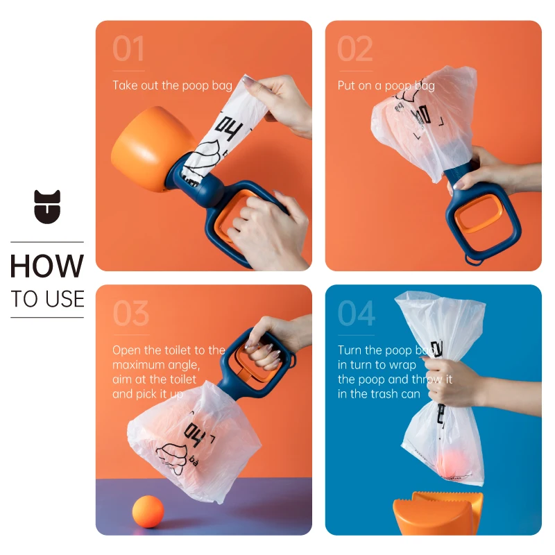 Dog Pooper Scooper Long Handle Pet Poop Scoop with Bag Dispenser Outdoor Clean Pick Up Waste Picker Cleaning Tools |