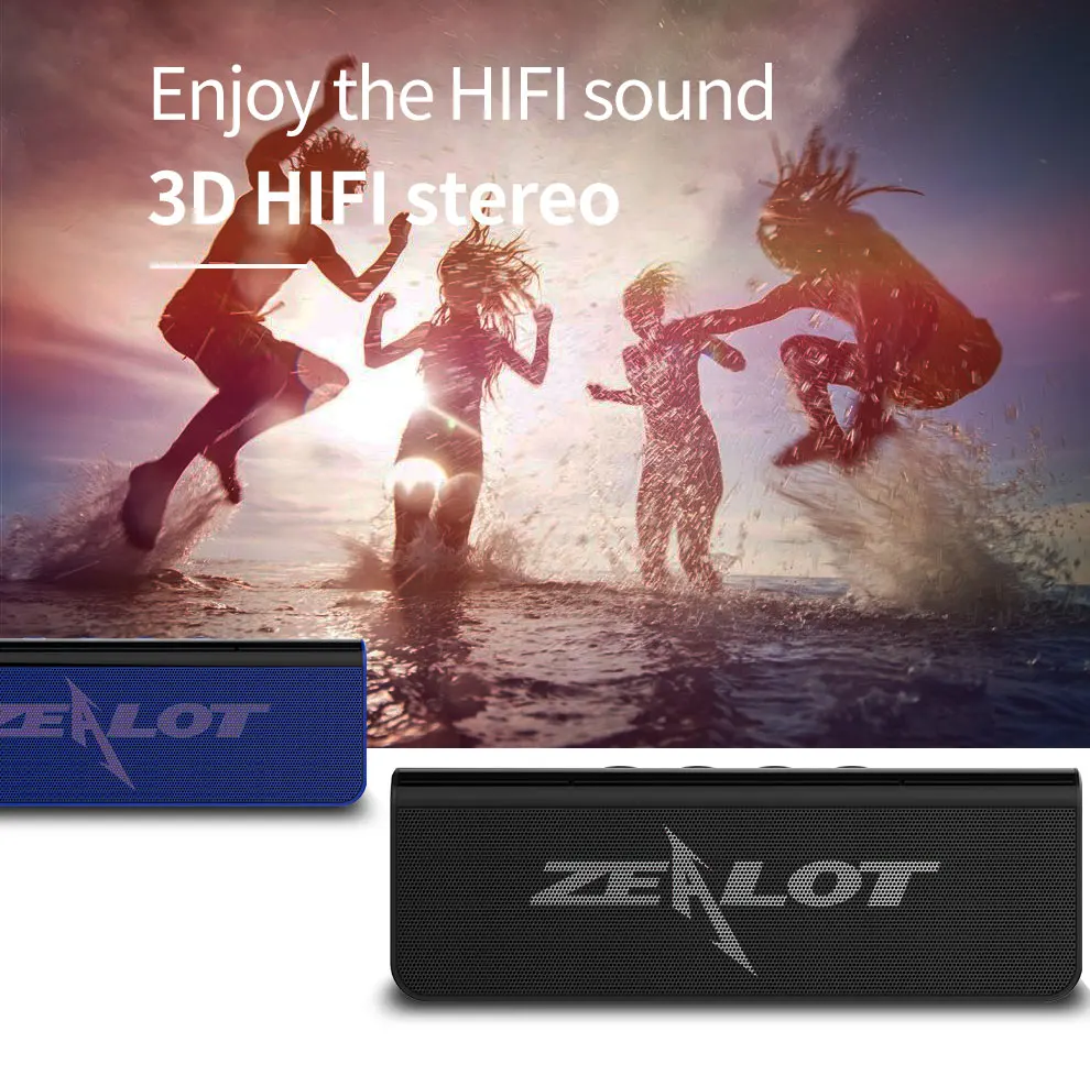 Zealot S31 бумбокс портативный Bluetooth динамик 3D HIFI стерео беспроводной динамик поддержка TF карты, usb ручка привода
