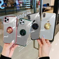 for iphone 11 case luxury metal grip ring holder plated cover for iphone 13 pro max 12 7 8 plus xr x xs 13 mini se 2020 case