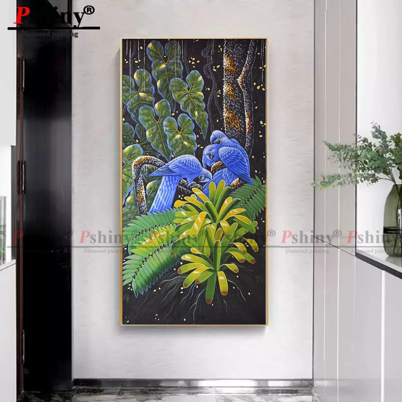 

Pshiny ​5D DIY Diamond Painting Cross Stitch Parrot Bird Picture Diamond Embroidery Square Rhinestones Craft Home Decor F888