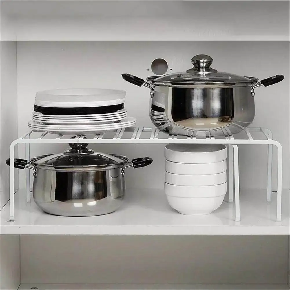 Выдвижной кухонный стеллаж для хранения чаши кастрюли шкаф полка расширяемая