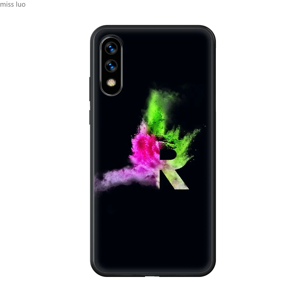 

English Alphabet Selection Particle Phone Case hull For huawei honor 7 8 9 10 20 A S X Lite Pro black prime silicone cell cover