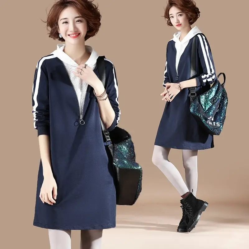 

Women Long Hoodies Spring And Autumn Casual Patchwork Hoodies
