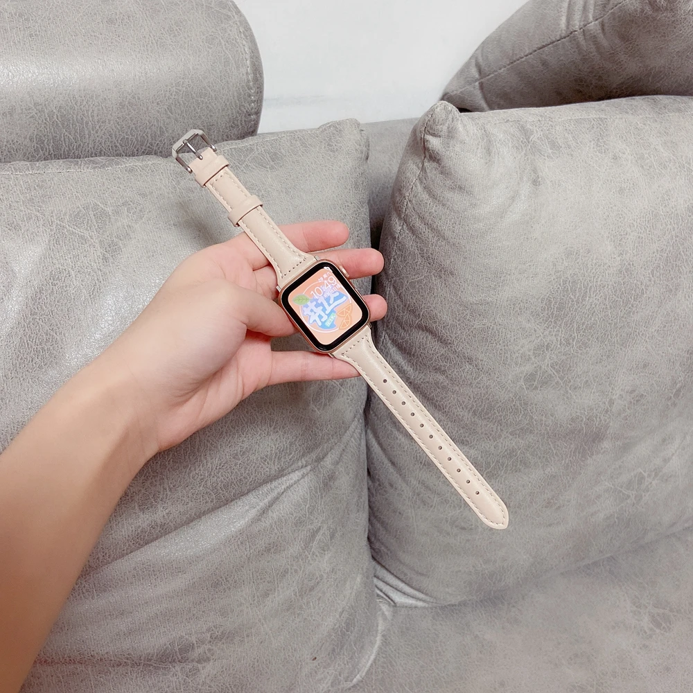 

high quality Leather Loop for iwatch series se 6 5 4 3 2 1 44mm Strap for Apple Watch Band 38mm 42mm 40mm